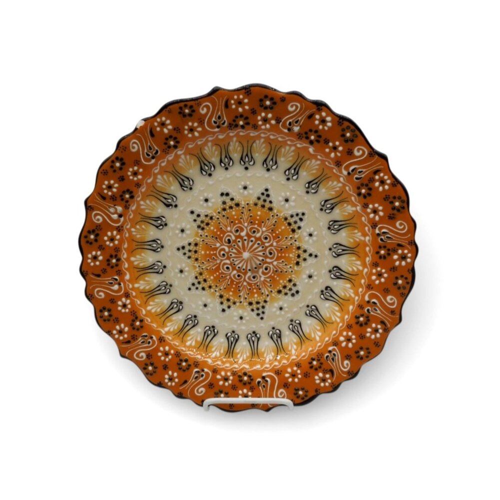 Ozen Ceramics Hand Decorated Scalloped Wall Plate Turkish 12"